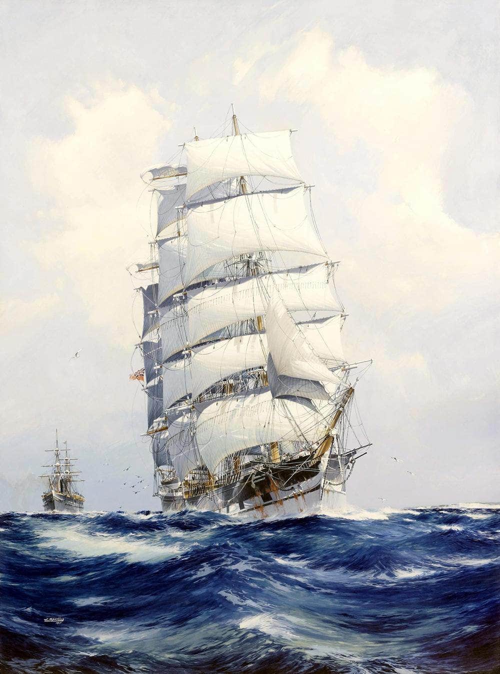Wool Clipper Argonaut Under Full Sail Painting Jack Spurling Canvas Art - Image 5