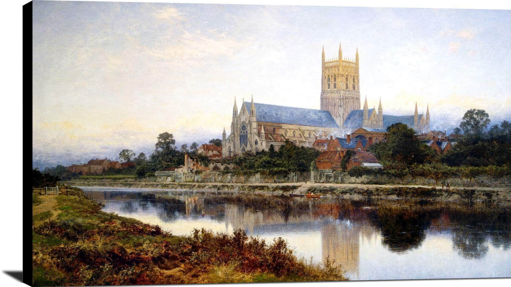 Worcester Cathedral Painting Benjamin Williams Leader Canvas Art - Image 2