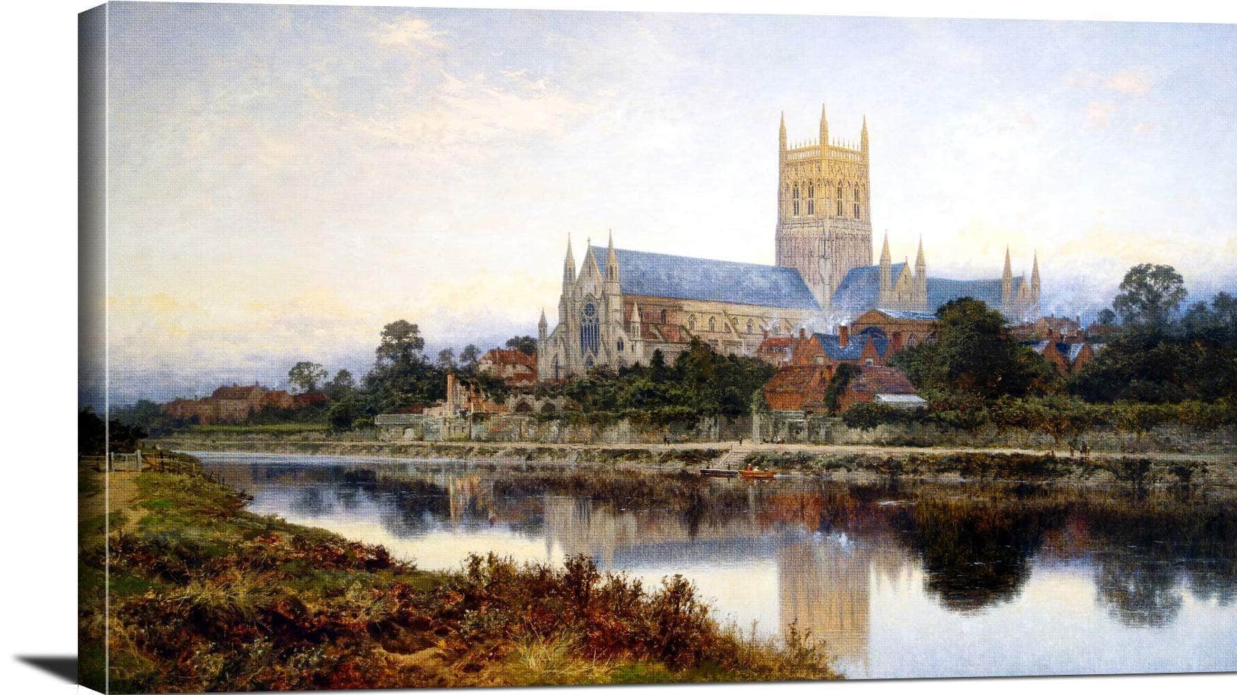 Worcester Cathedral Painting Benjamin Williams Leader Canvas Art - Image 3