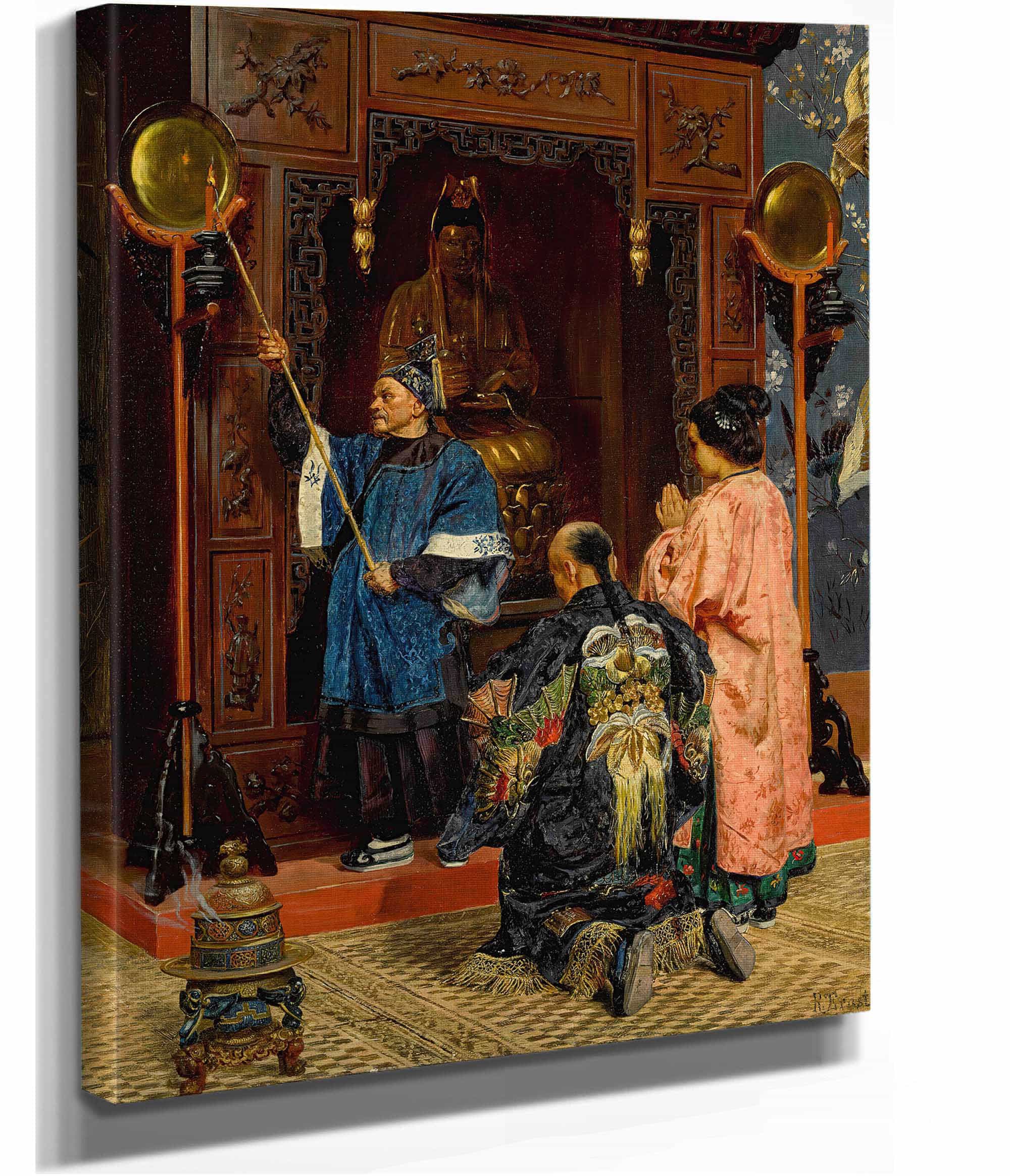 Worshippers At A Buddhist Shrine by Rudolf Ernst - Image 2