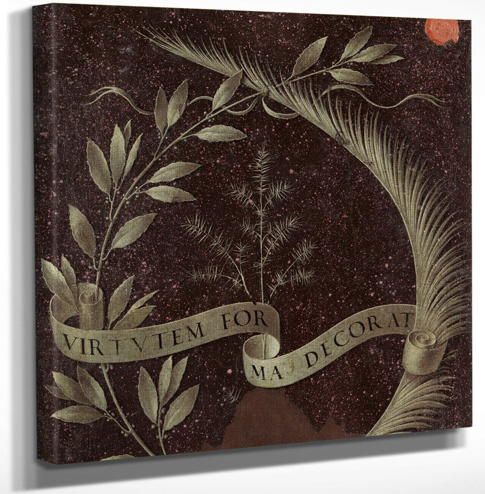 Wreath Of Laurel Palm And Juniper With A Scroll Inscribed Virtutem Forum Decorat [Reverse] By Leonardo Da Vinci