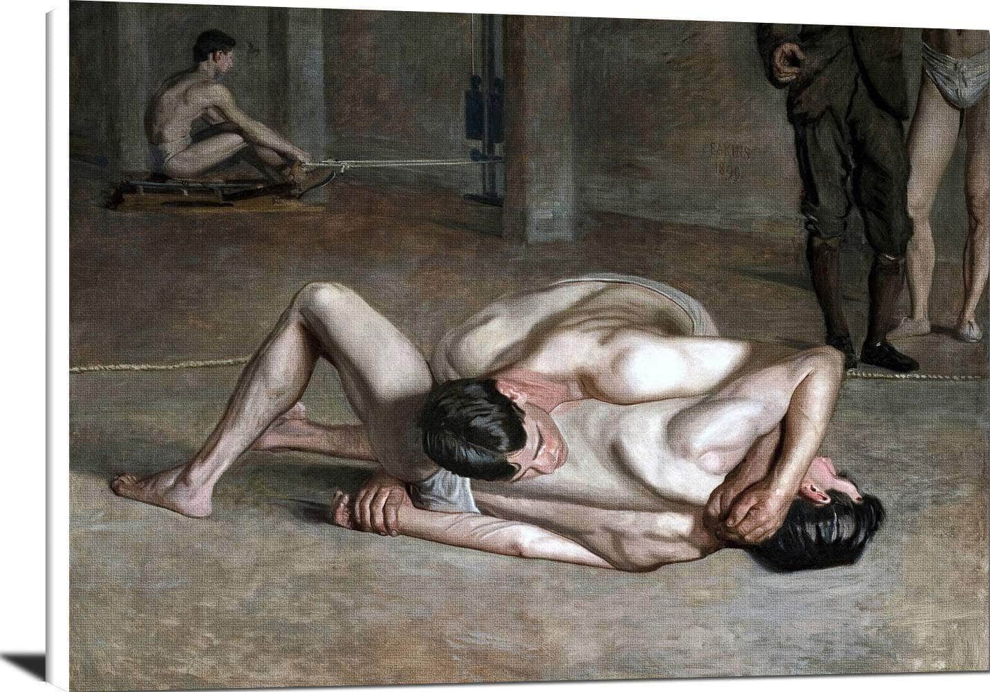 Wrestlers Painting Thomas Eakins Canvas Art