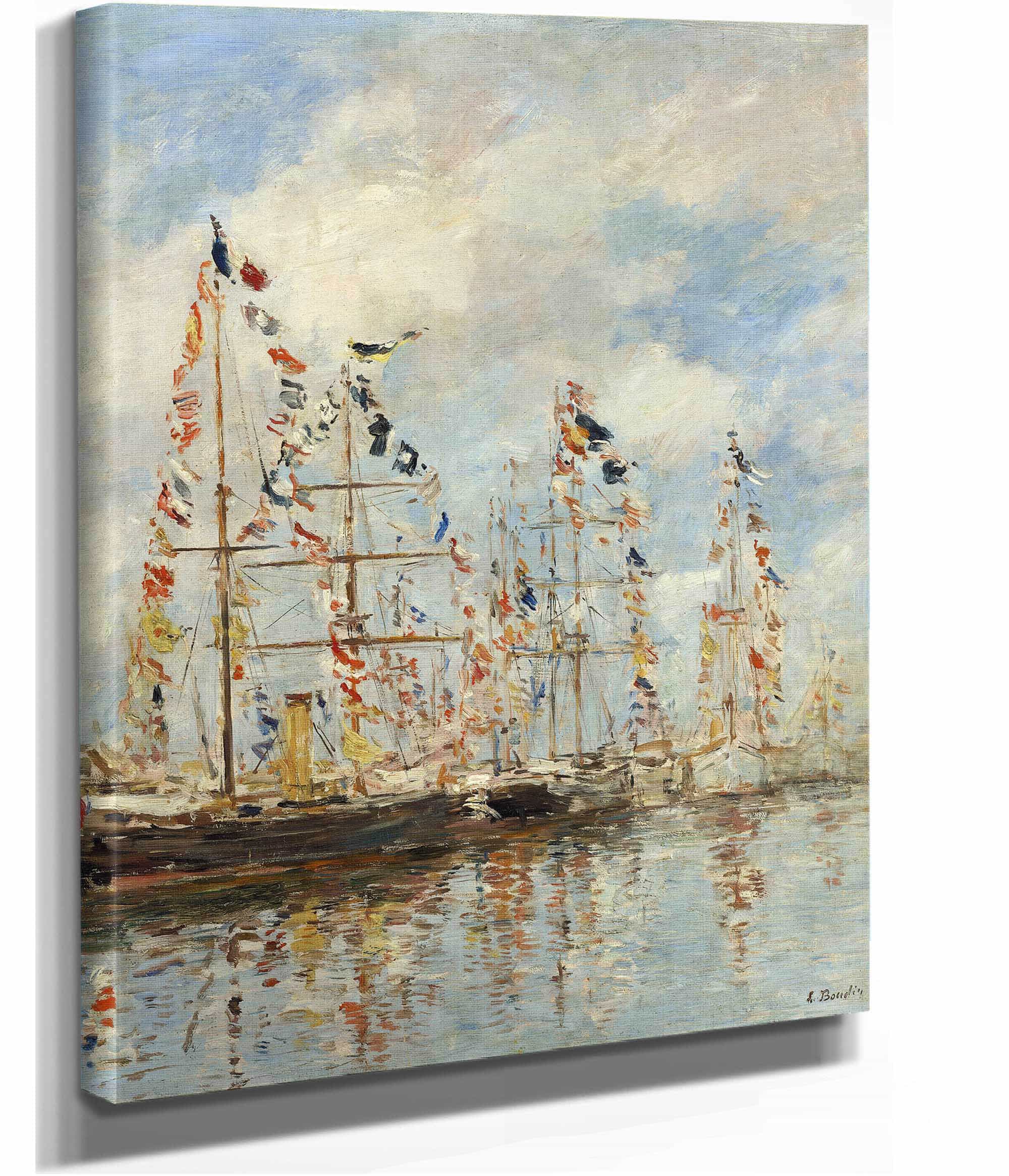 Yacht Basin At Trouville Deauville Probably by Eugene Boudin - Image 2