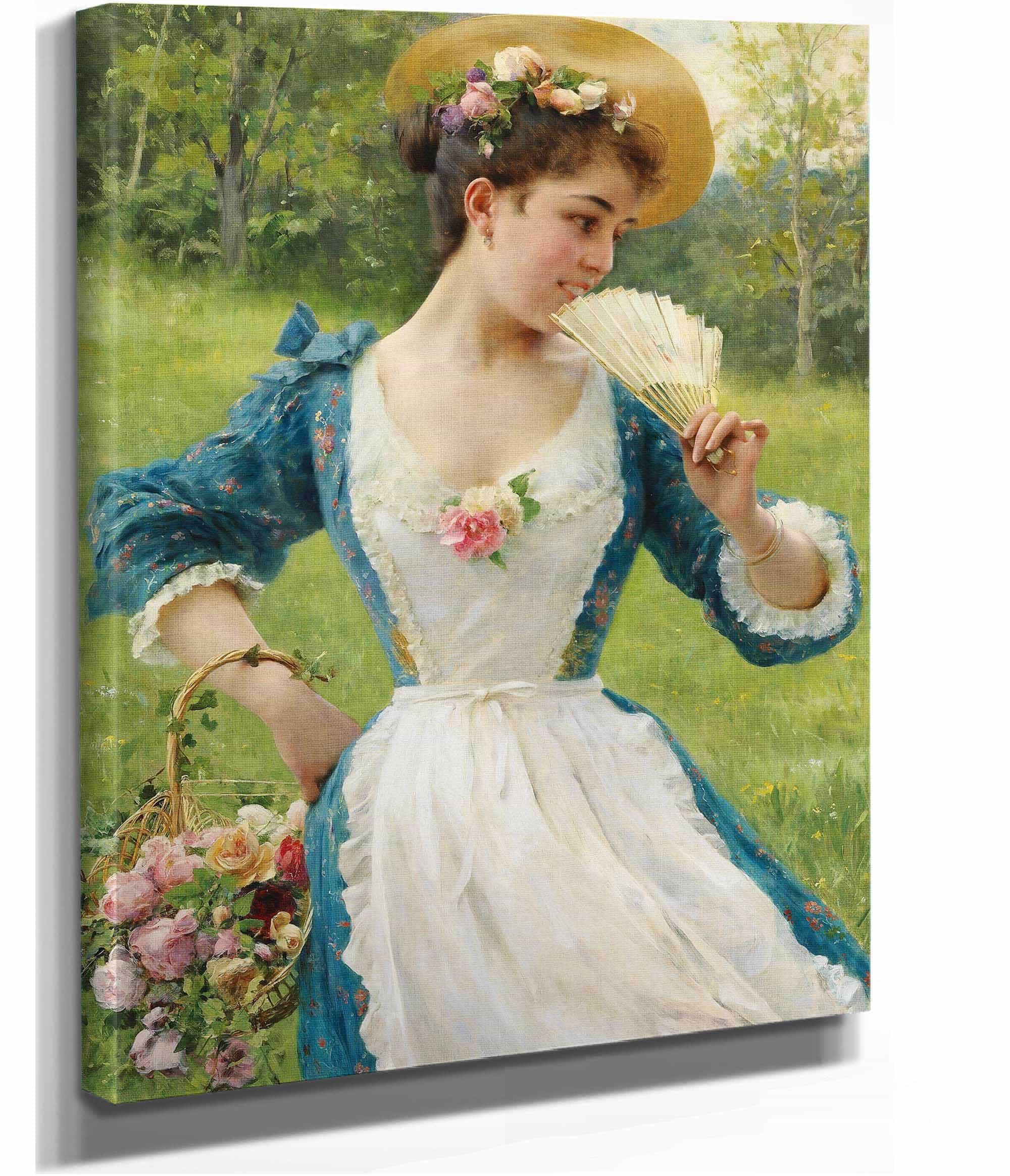 Young Beauty With A Basket Of Roses by Federico Andreotti - Image 2