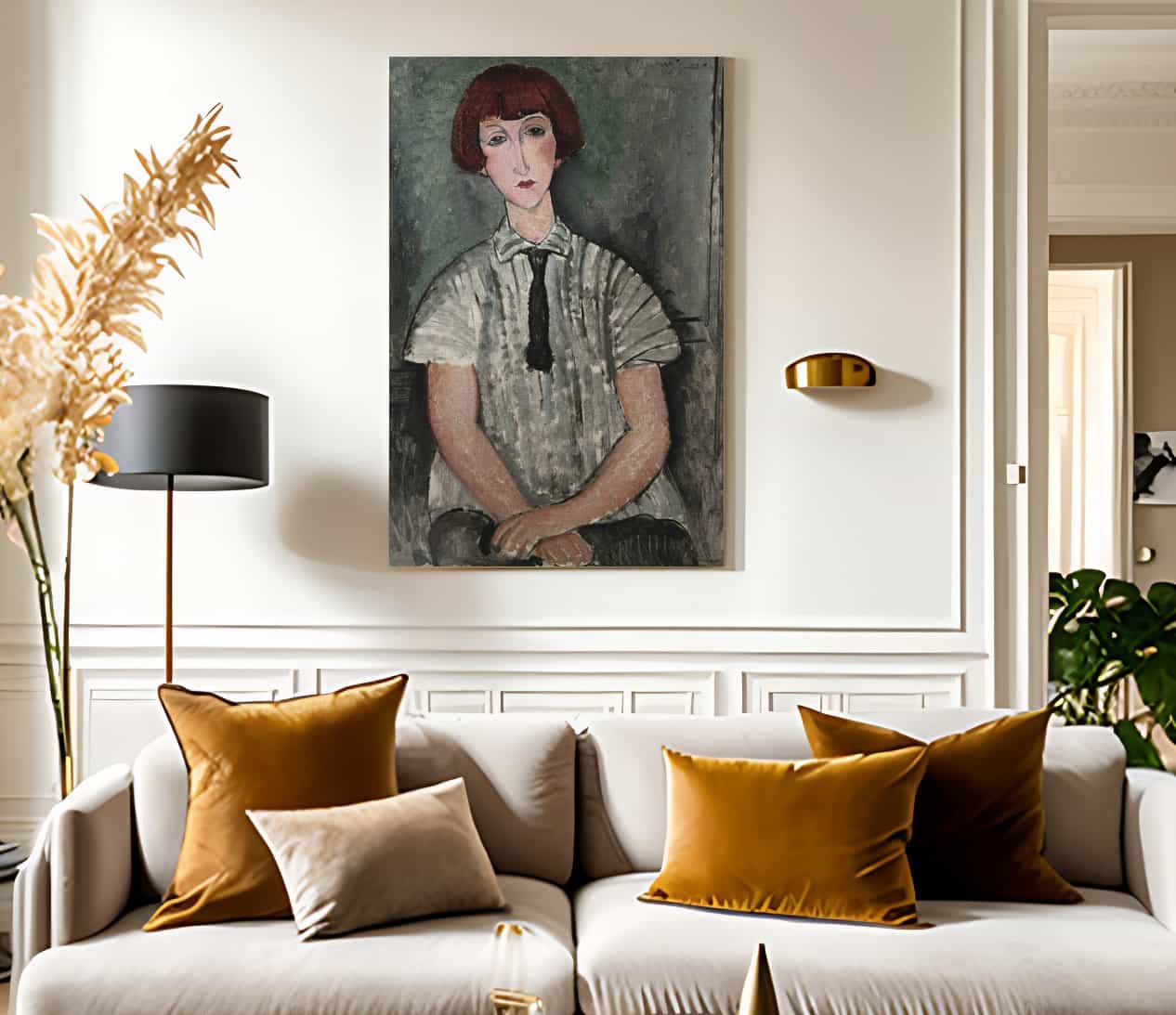 Young Girl In A Striped Shirt By Amedeo Modigliani - Image 2