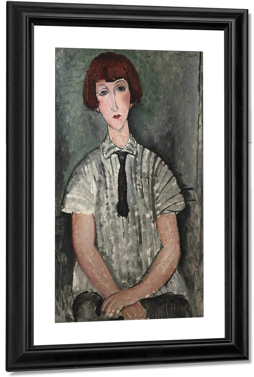 Young Girl In A Striped Shirt By Amedeo Modigliani - Image 3