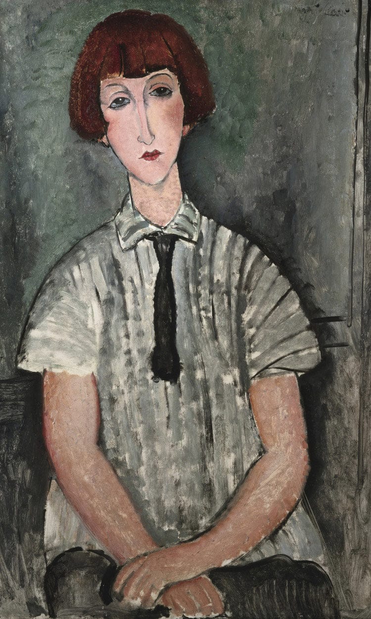 Young Girl In A Striped Shirt By Amedeo Modigliani - Image 6