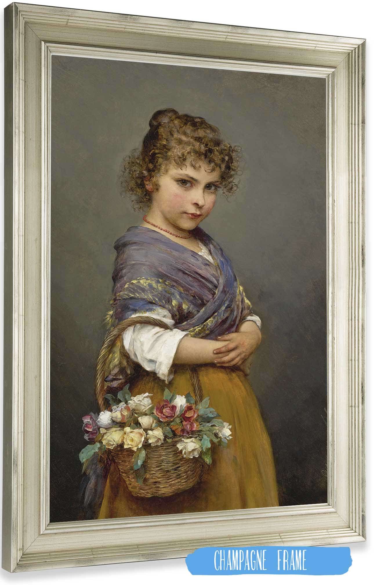Young Girl With A Basket Of Flowers by Eugen Von Blaas