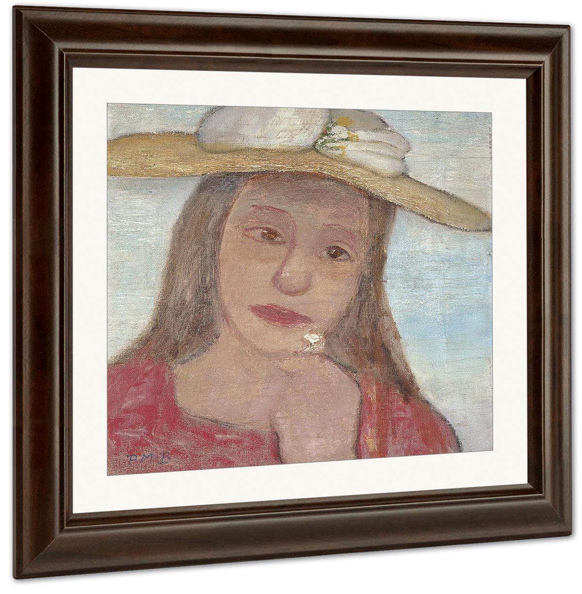 Young Girl With Straw Hat And A Flower In Her Hand By Paula Modersohn Becker - Image 2
