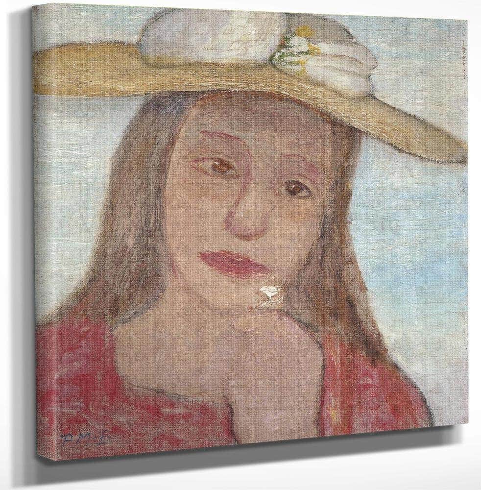 Young Girl With Straw Hat And A Flower In Her Hand By Paula Modersohn Becker - Image 3