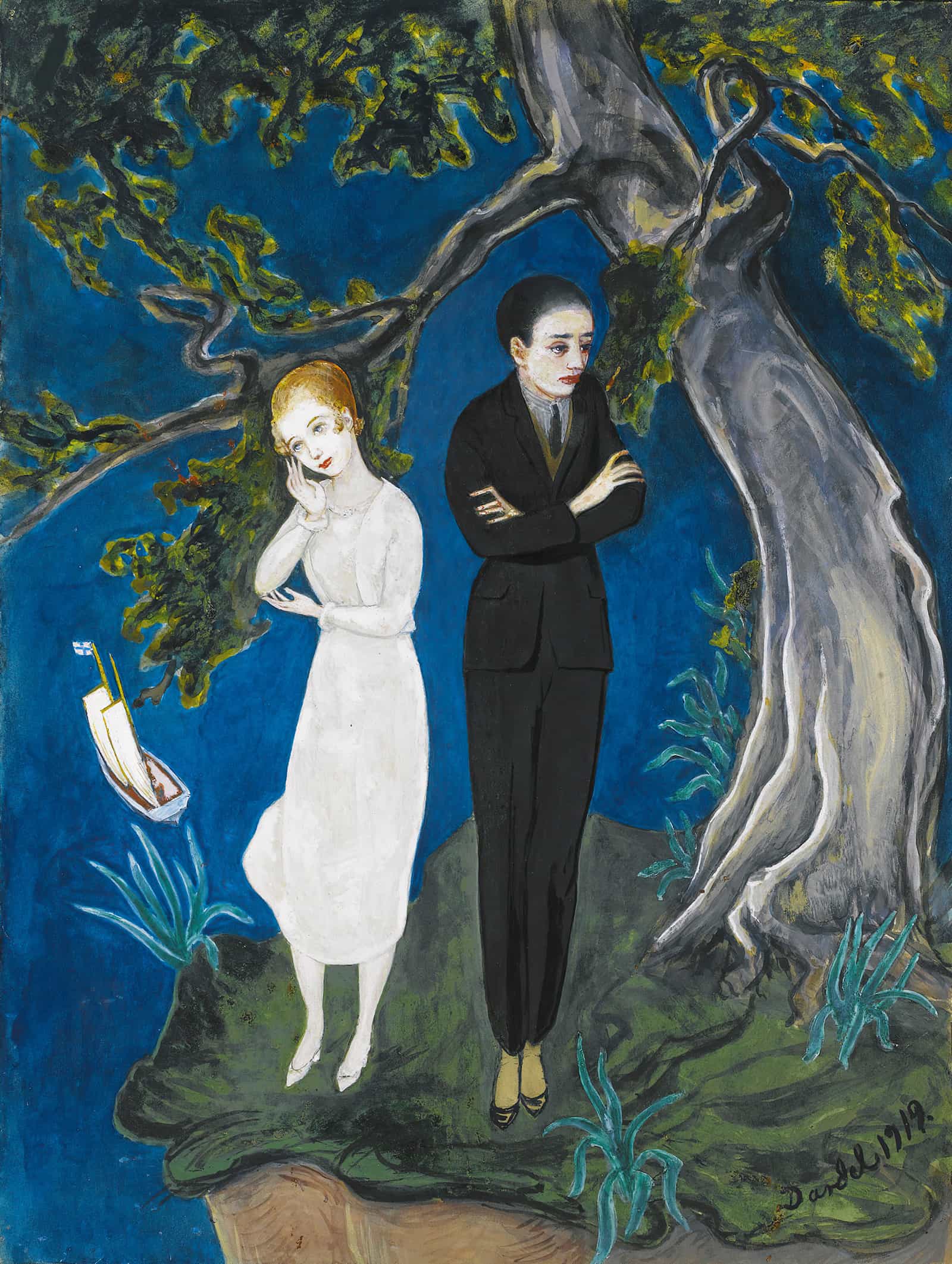 Young Man In Black Girl In White by Nils Dardel