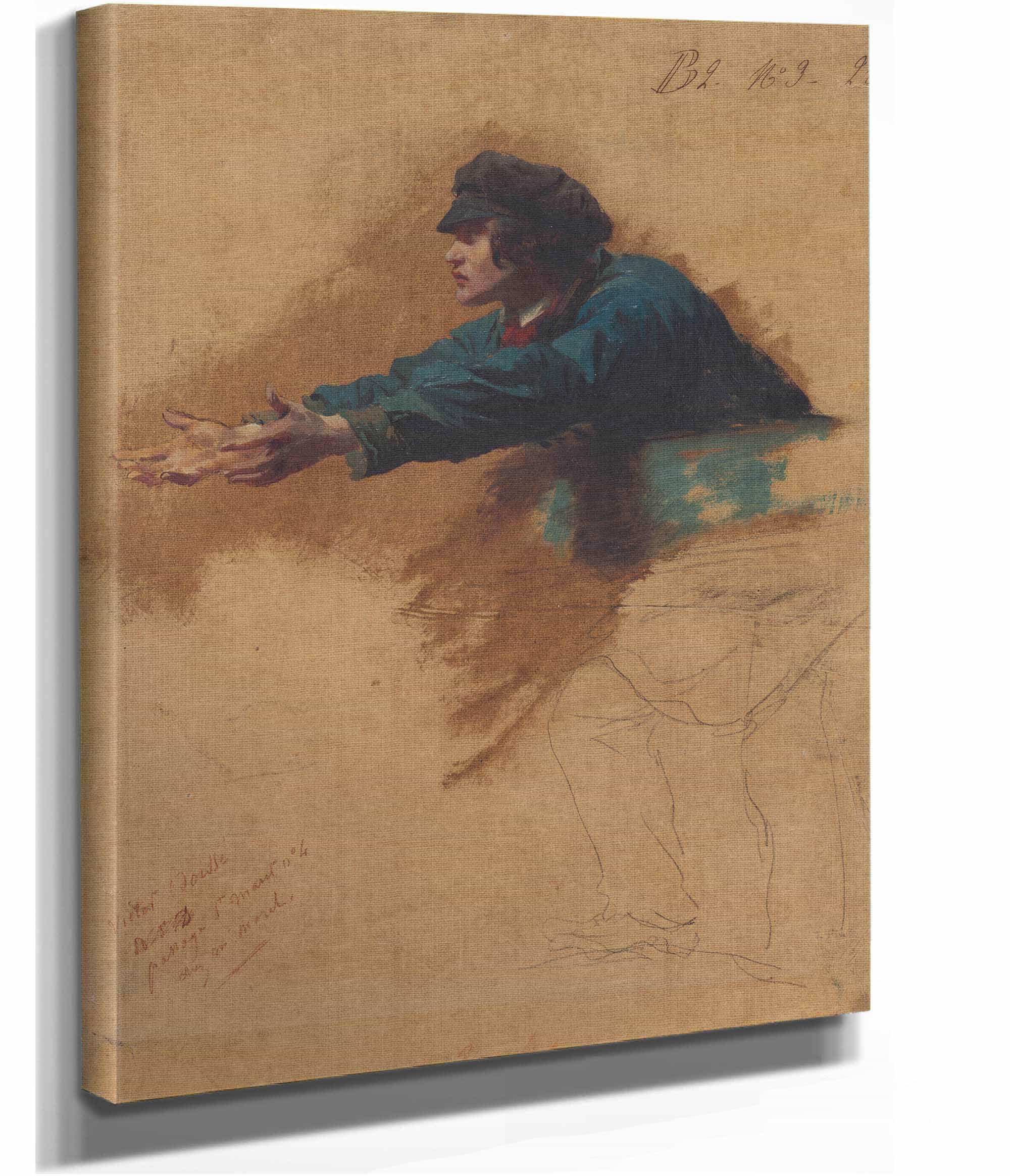 Young Man Leaning Forward With Outstretched Arms Study For Soldiers by Isidore Pils - Image 3