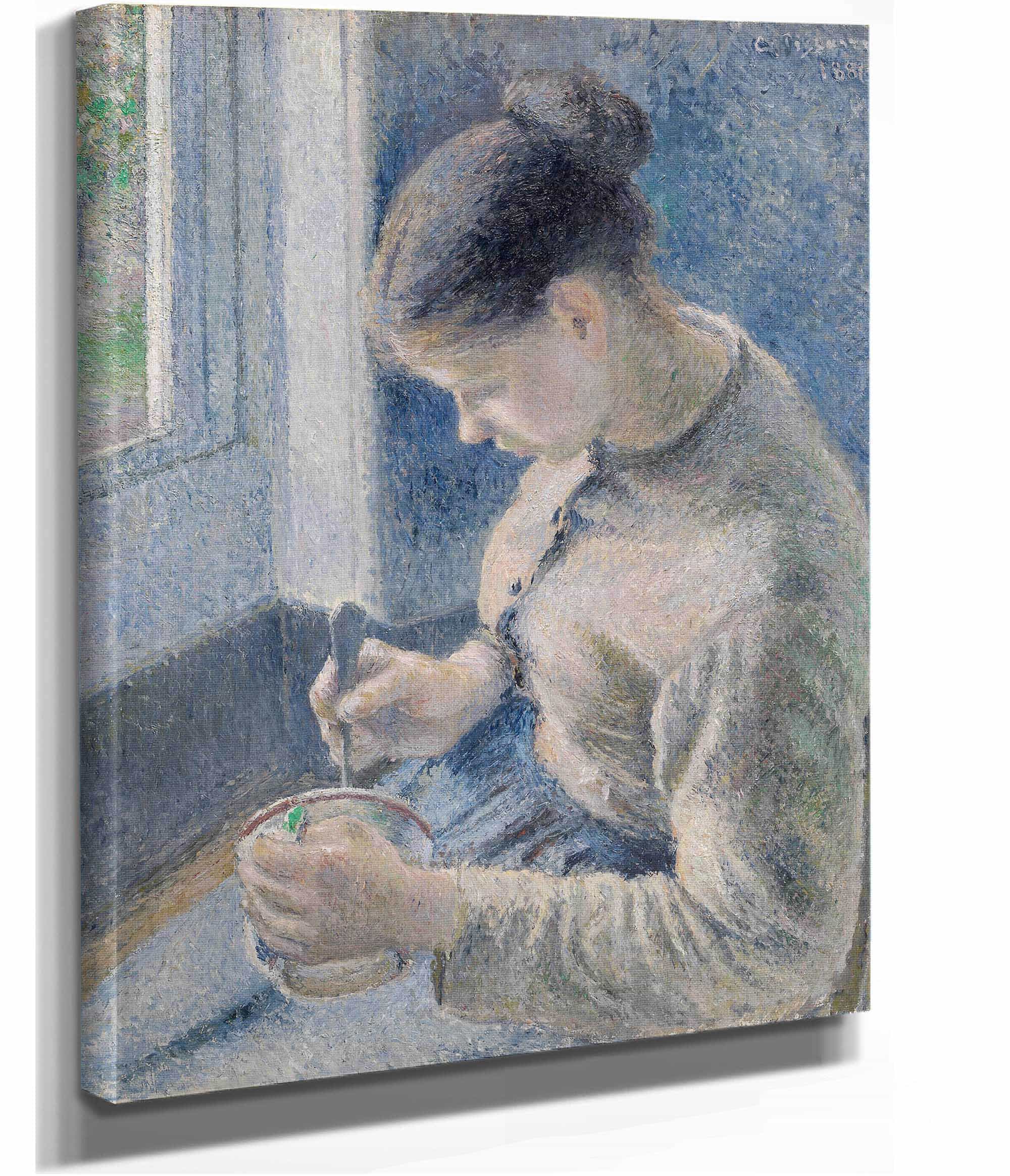Young Peasant Having Her Coffee by Camille Pissarro - Image 2