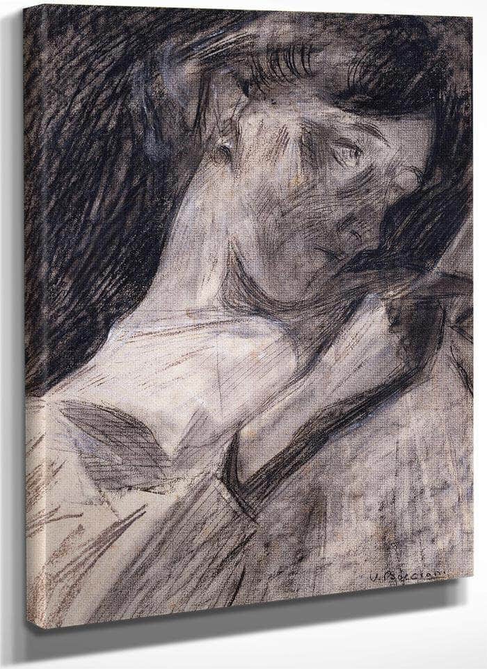 Young Woman Reading   Ines 1909 1910 Charcoal Watercolor Crayon 467X333Mm Met By Umberto Boccioni
