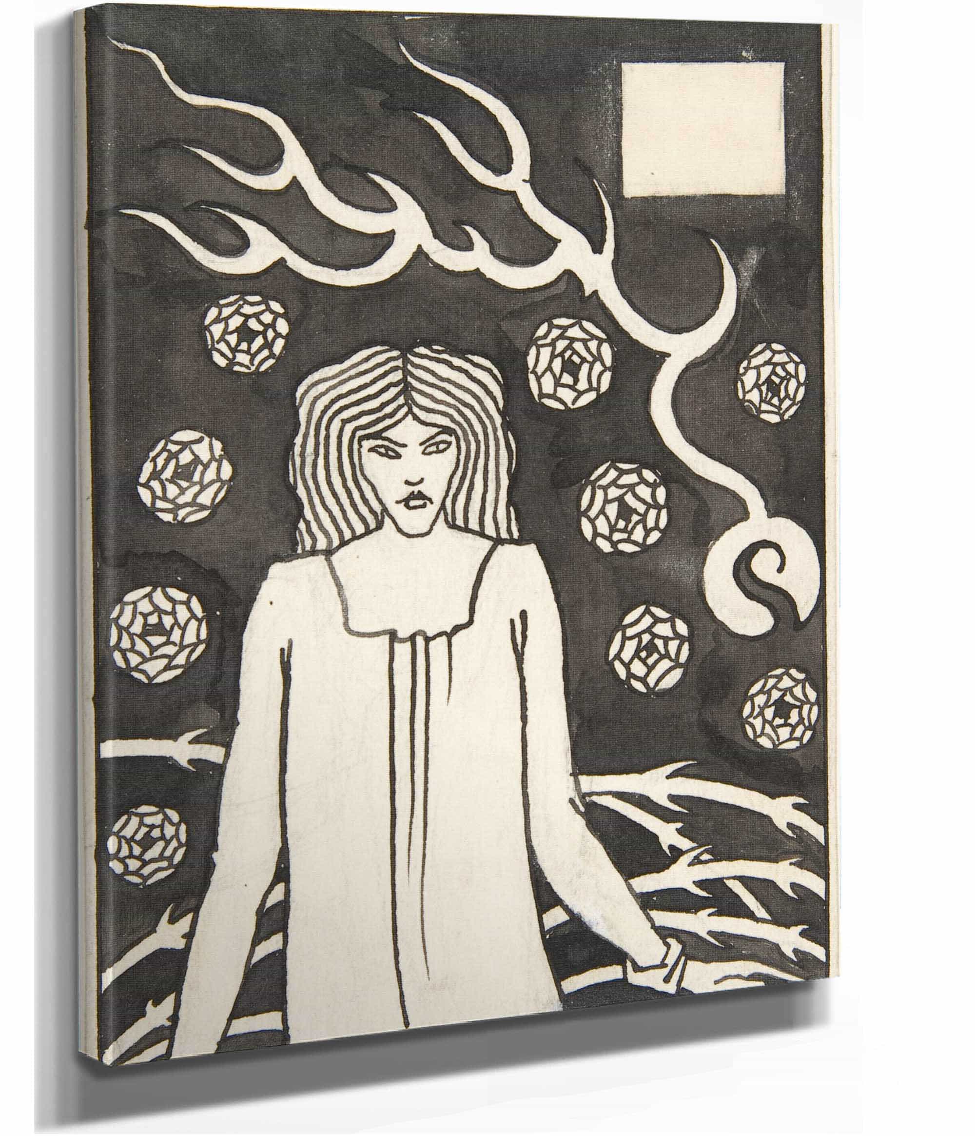 Young Woman Surrounded By Briars Lightning And Roses by Aubrey Vincent Beardsley - Image 2