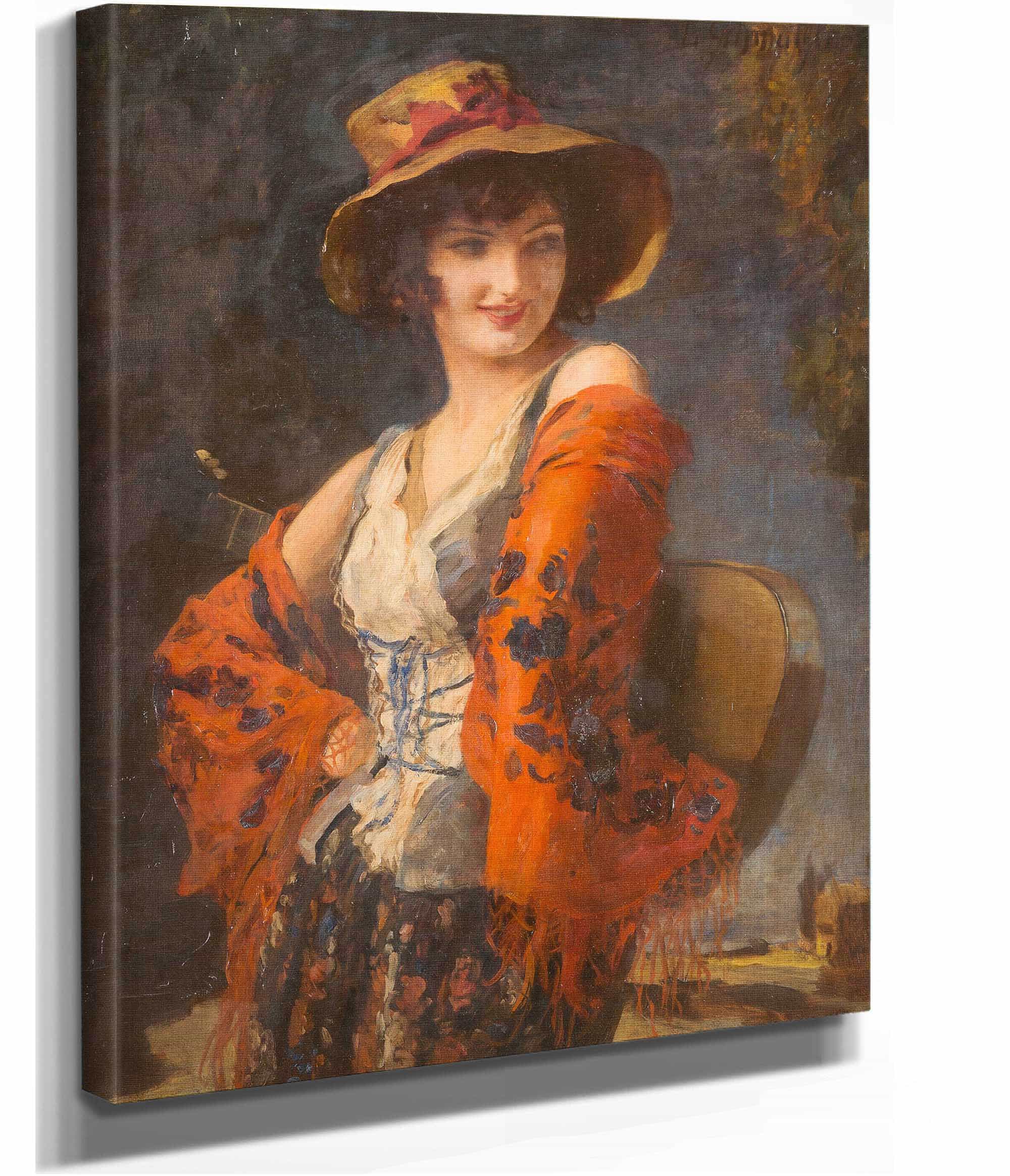 Young Woman With Guitar by Leopold Schmutzler - Image 2