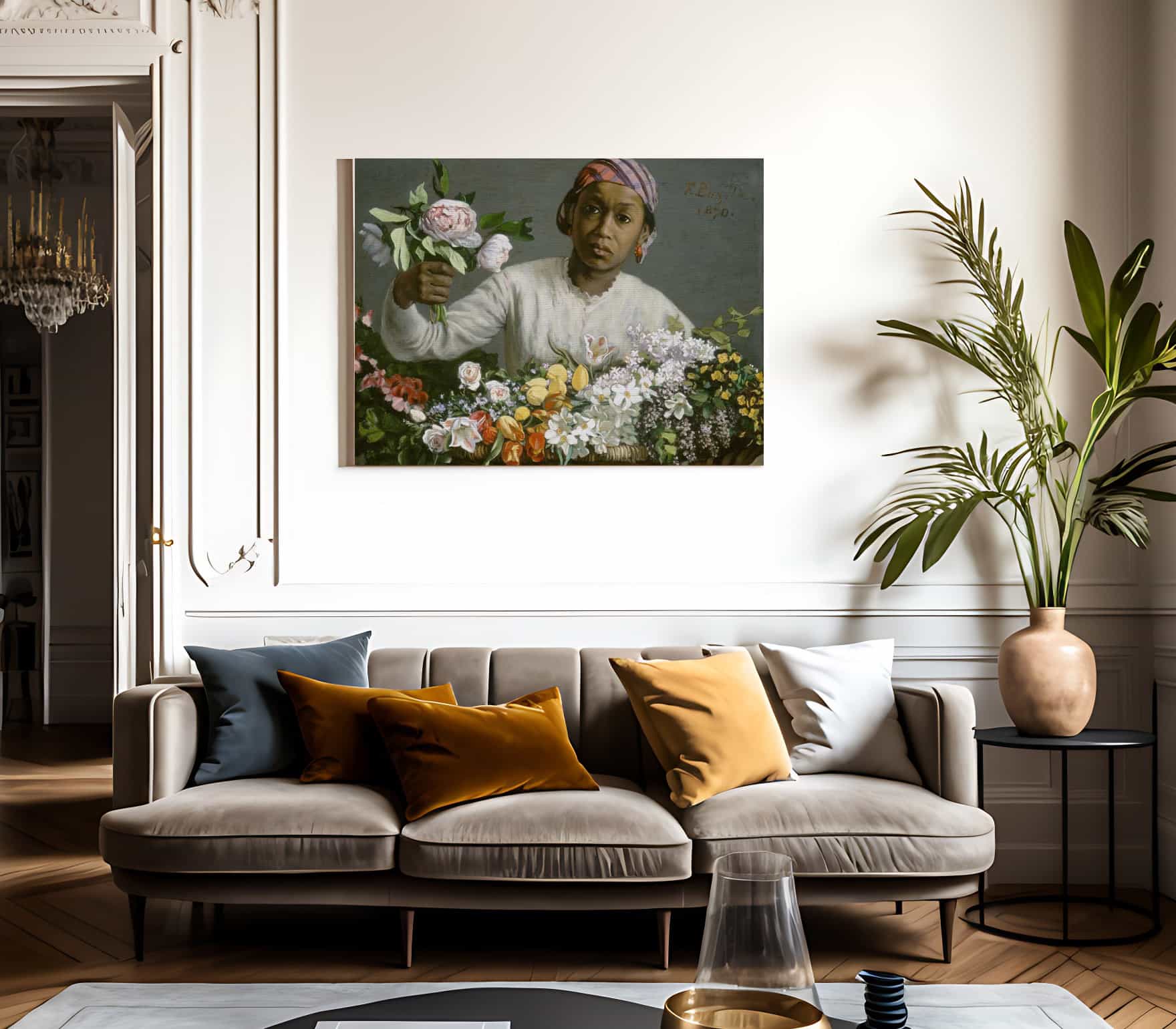 Young Woman With Peonies By Frederic Bazille - Image 3