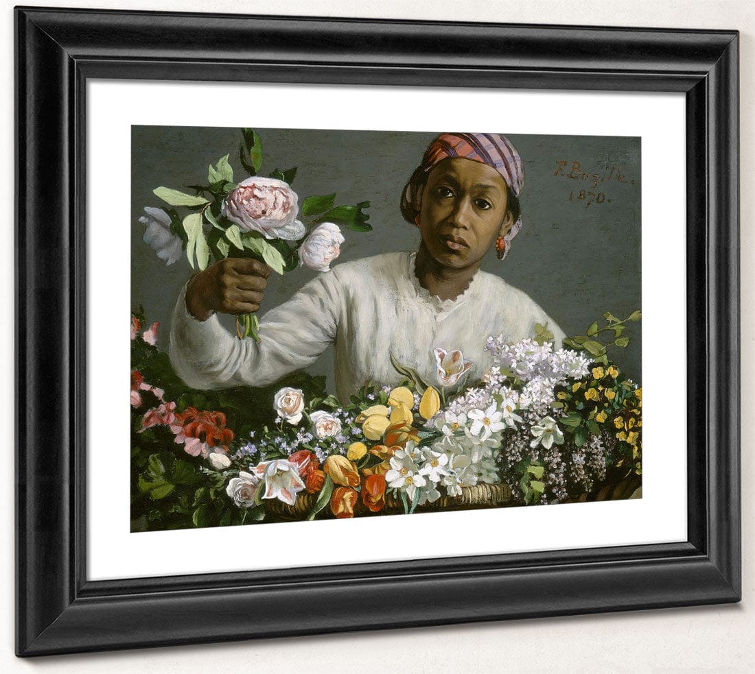 Young Woman With Peonies By Frederic Bazille - Image 4