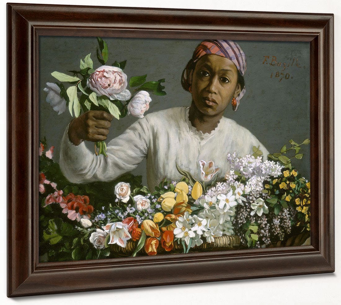 Young Woman With Peonies By Frederic Bazille - Image 6