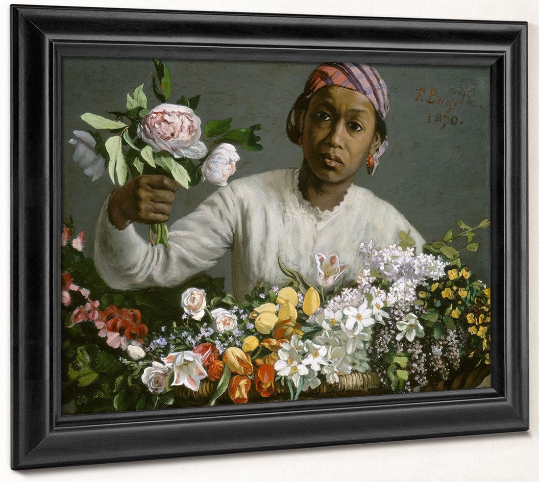 Young Woman With Peonies By Frederic Bazille - Image 8