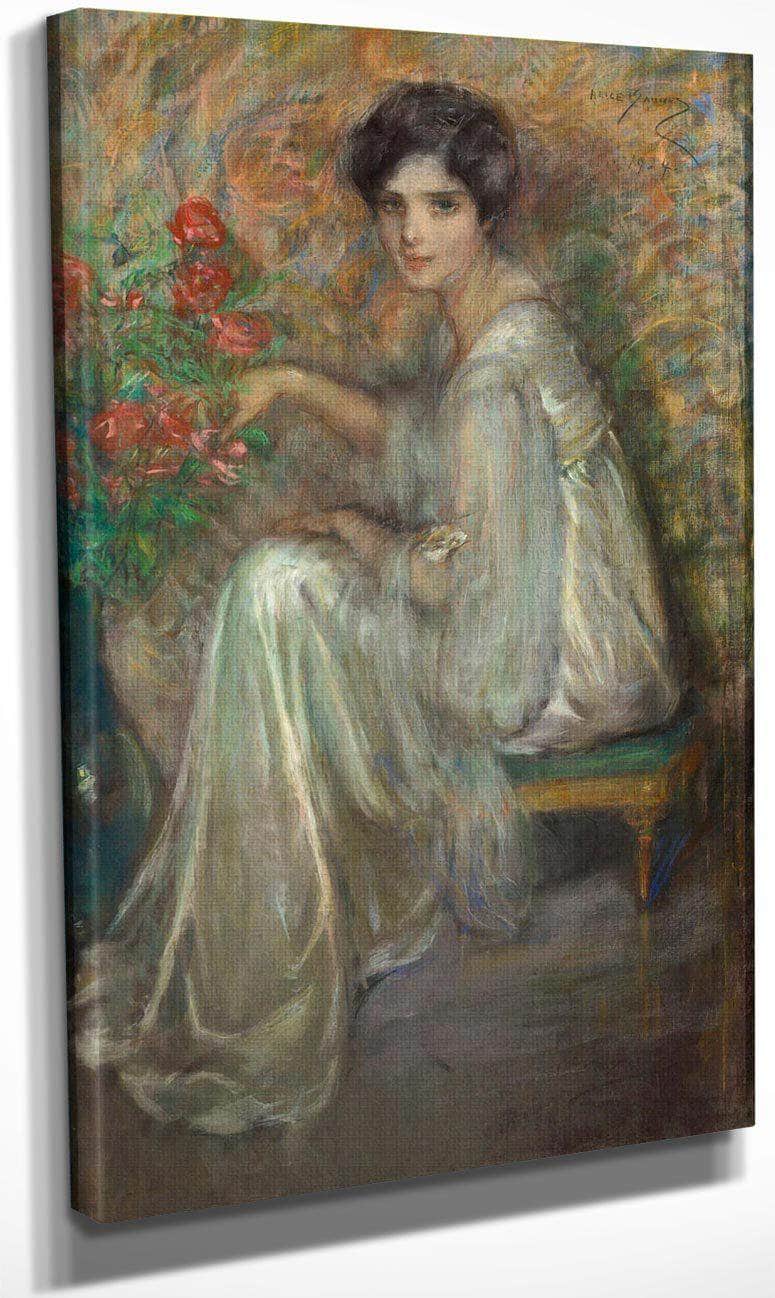 Young Woman With Roses By Alice Pike Barney