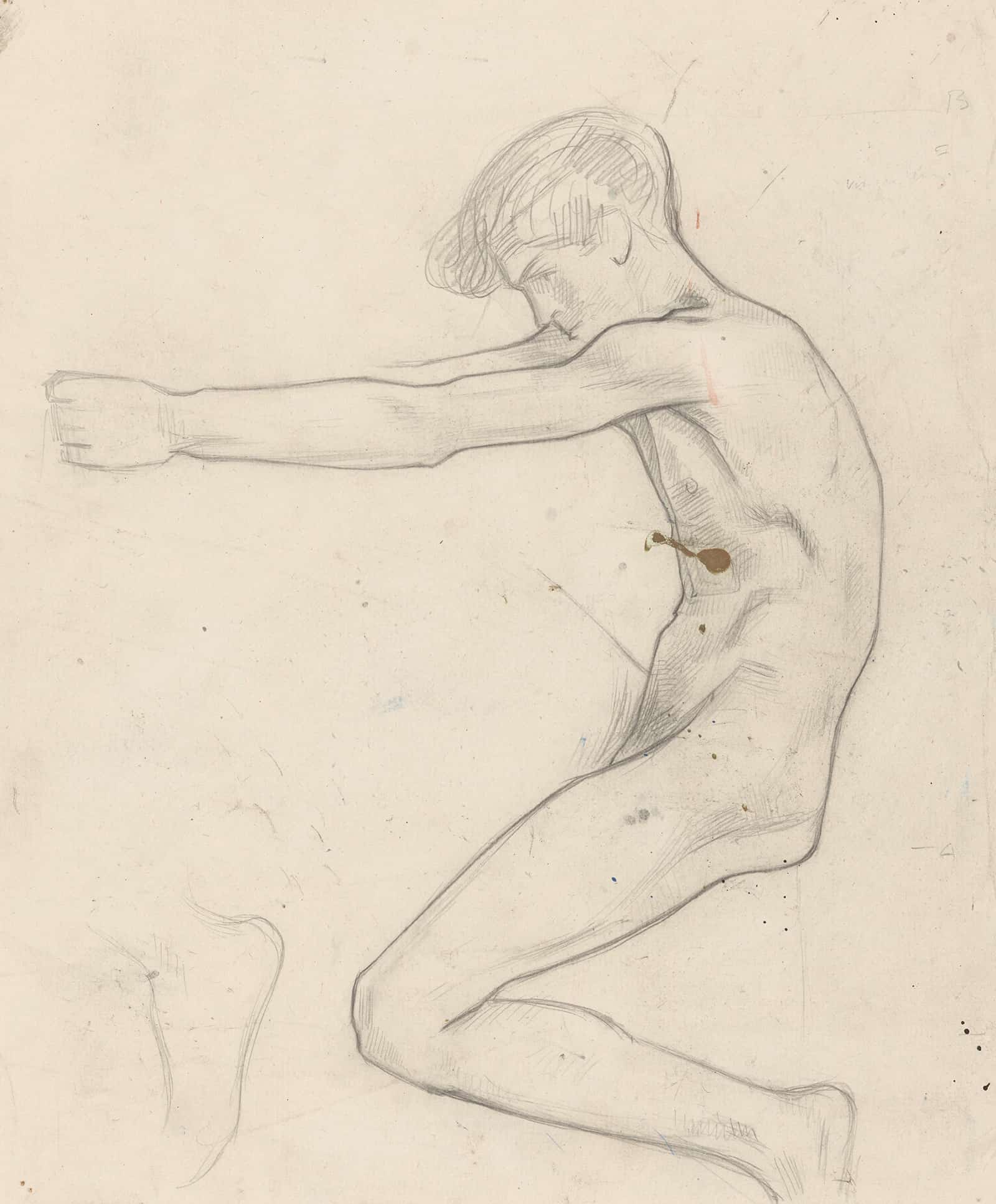 Zittende Naakte Jongen Met Naar Voren Gestrekte Armen by Richard Nicolaus Roland Holst