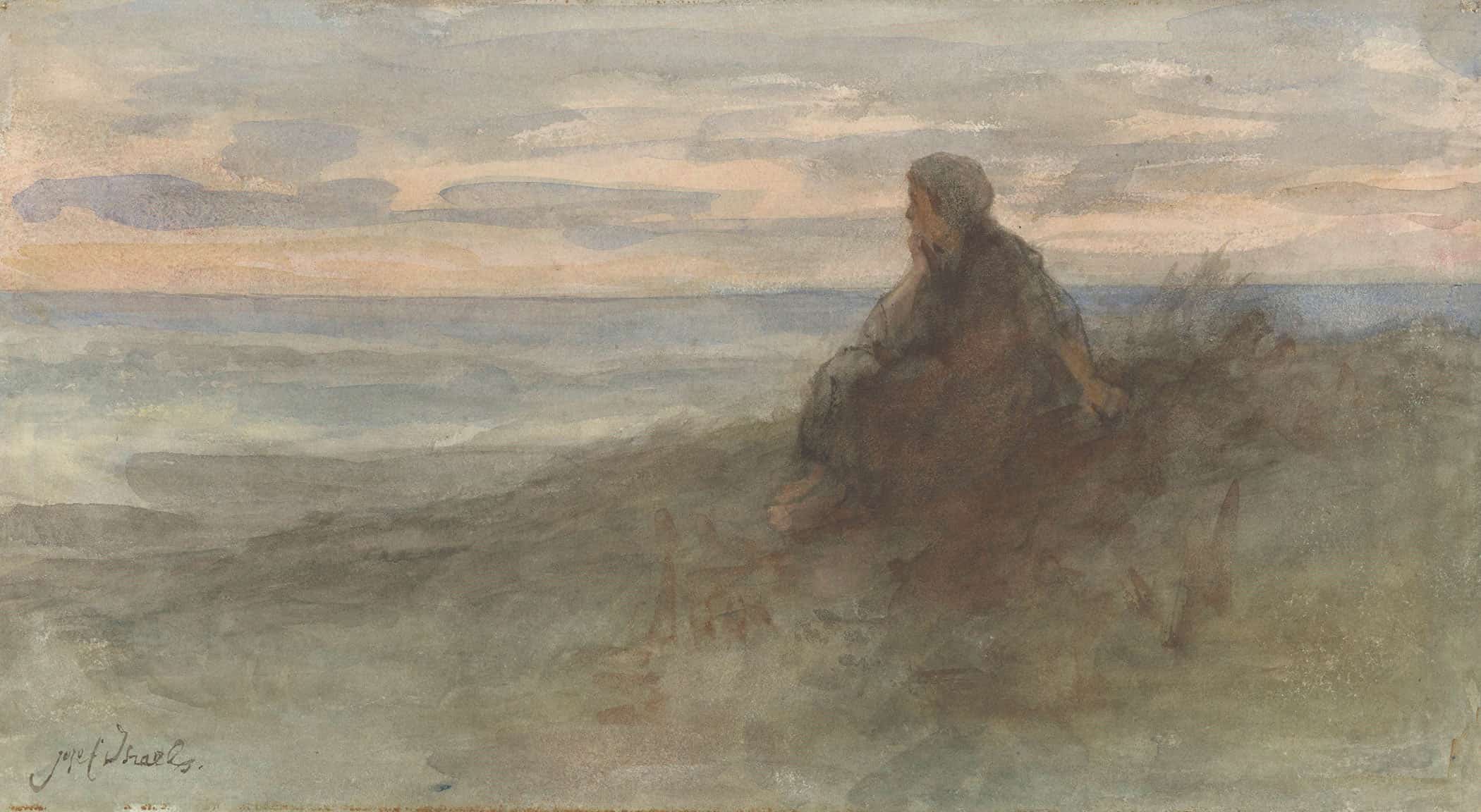 Zittende Vrouw Op Een Duin Bij Zee C by Jozef Israels - Image 2