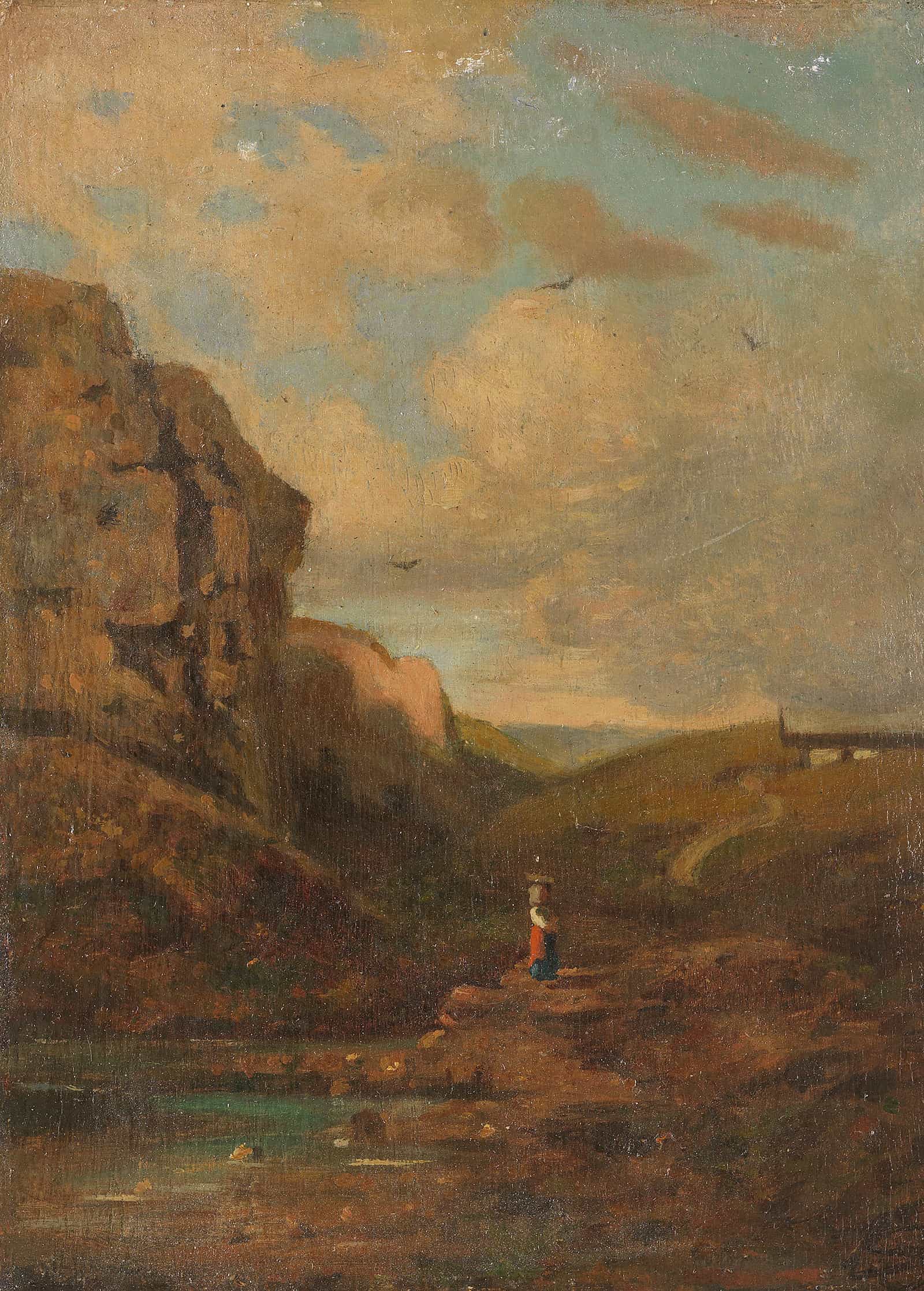 Zugeschrieben Kleine Landschaft Mit Sennerin by Carl Spitzweg