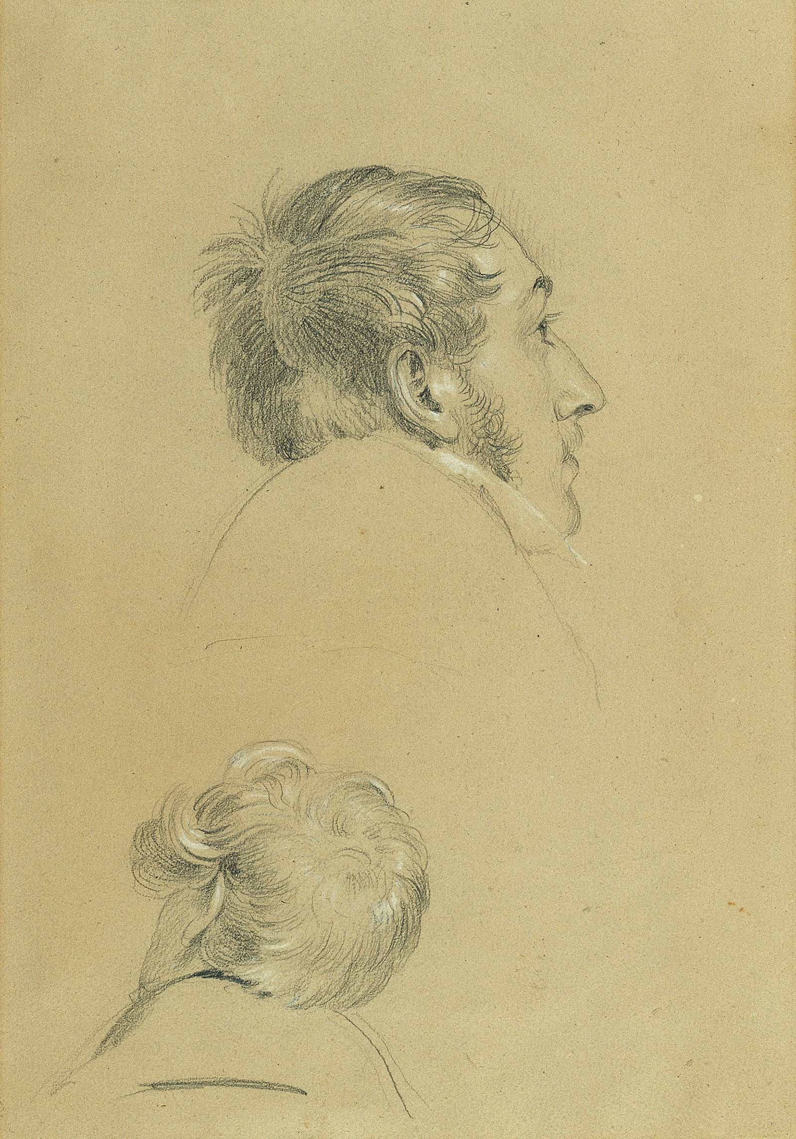 Zwei Kopfstudien Zu Ruckkehr Des Kaisers Franz Aus Pressburg Before by Johann Peter Krafft