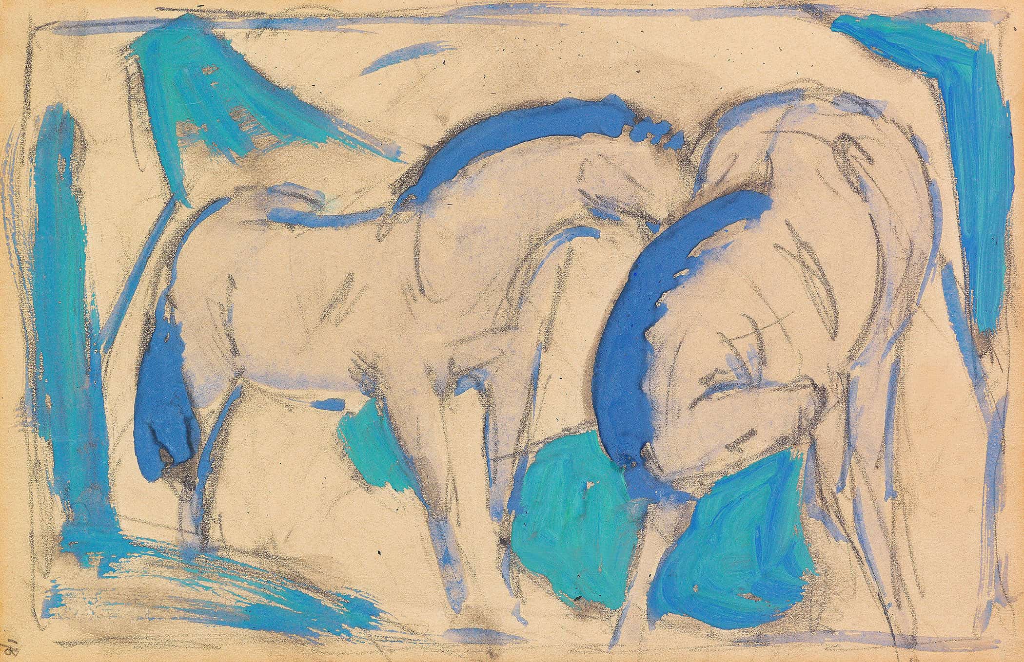 Zwei Pferde Blaugrun by Franz Marc - Image 2